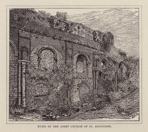 Canterbury: Aziz Augustine Manastırı Kilisesi kalıntıları (litho) by English School