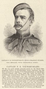Kaptan FE Younghusband, Kral Ejderha Muhafızları, Altın Madalya Sahibi, Kraliyet Coğrafya Derneği (gravür) by English School