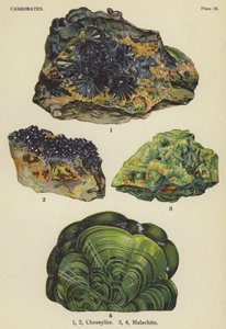 Karbonatlar, satrançlit, malakit (renkli lito) by English School