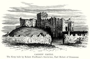 Cardiff Kalesi (gravür) by English School