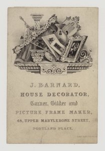 Carvers and Gilders, J Barnard, ticaret kartı by English School