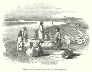 Gemiye Binmeye Hazır Heykellerin Bulunduğu Kutular (gravür) by English School