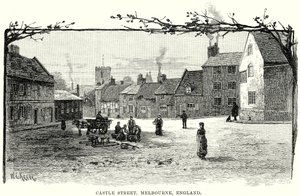 Castle Street, Melbourne, İngiltere (gravür) by English School