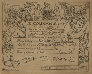 Royal Drawing Society tarafından verilen sertifika by English School
