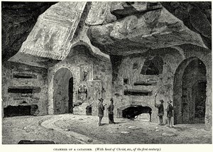 Bir Yeraltı Mezarı Odası (İsa Başı vb. ile birlikte, Birinci Yüzyıla ait) (gravür) by English School