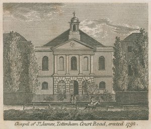 St James Şapeli, Tottenham Court Road, Londra, 1792'de dikildi by English School