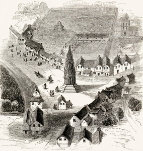 Charing Cross, Londra, 16. yüzyılda, c.1865 (ahşap oyma) by English School