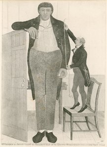 Charles Byrne, diğer adıyla OBrien the Irish Giant, neredeyse iki metre boyunda olduğu bilinen dünyanın en uzun adamı by English School