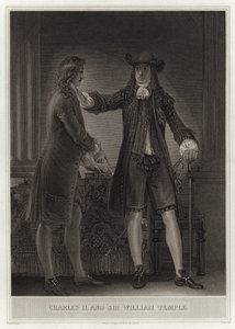 Charles II ve Sir William Temple by English School