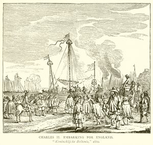Charles II İngiltere'ye gidiyor by English School