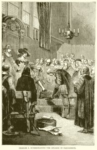 Charles I Parlamento Başkanını sorgularken by English School