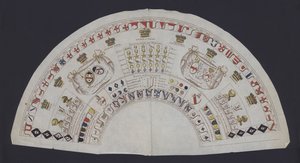 İngiliz aristokrasisinin rütbelerini ve hanedan sembollerini gösteren grafik (renkli taş) by English School