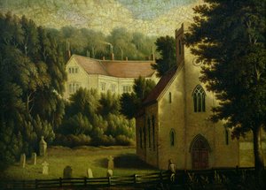 Chawton Evi ve Kilisesi, 1809 by English School