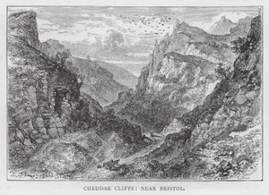 Bristol yakınlarındaki Cheddar Cliffs (gravür) by English School
