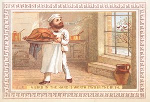 Hindi tabağı, Noel kartı tutan şef by English School