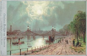 Thames Nehri üzerindeki Chelsea Köprüsü by English School