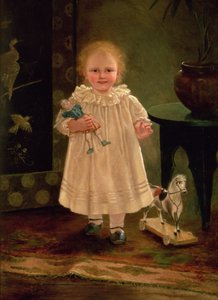Oyuncak bebeği ve oyuncak atı olan çocuk, 1840 dolayları by English School