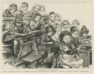 Akşam yemeğinden sonra çalışan çocuklar by English School