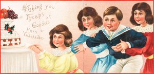 Noel yemeğine bakan çocuklar, Noel kartı by English School