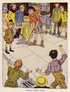Sokakta kriket oynayan çocuklar (renkli taş) by English School