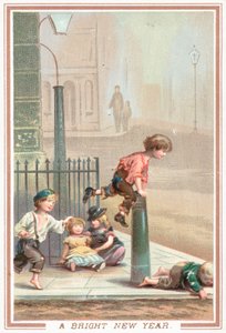 Sokakta birdirbir oynayan çocuklar, Yeni Yıl Kartı by English School