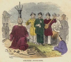 Çinli Hokkabazlar (renkli gravür) by English School