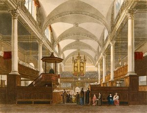 Christ Church, Newgate Caddesi, c.1810 (renkli taş) by English School