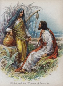 İsa ve Samiriyeli Kadın (chromolitho) by English School