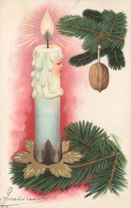 Bir Noel ağacı mum ile Noel kartı by English School