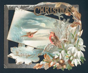 İki ardıç kuşu ile Noel kartı by English School