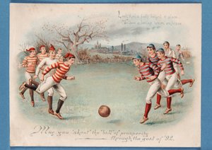 Bir futbol maçının Noel kartpostalı, 1892 by English School