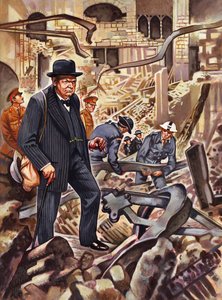 Churchill, bir Alman bombasının Avam Kamarası