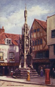 City Cross, Winchester (renkli lito) by English School