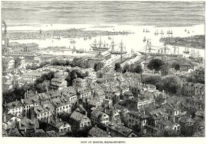 Boston Şehri, Massachusetts (gravür) by English School
