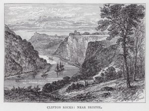 Bristol yakınlarındaki Clifton Rocks (gravür) by English School