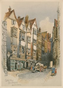 Cloth Fair, Smithfield, Londra, suluboya çizimi (kağıt üzerinde wc) by English School