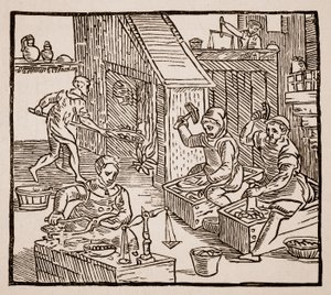 Madeni Paralar İş Başında, 1577 (sepya fotoğrafı) by English School
