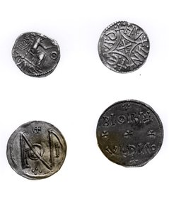Cunobelinus veya Cymbeline (MS 43), Offa, Mercia Kralı (MS 757-96) ve Alfred (871-99 AD) ve Edward the Elder (MS 871-924) (gümüş) sikkeleri