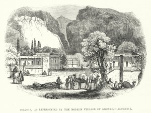 Modern Khonas Köyü, Arundell tarafından temsil edilen Colossae (gravür) by English School