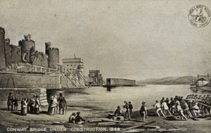 Conway Köprüsü yapım aşamasında, 1848 by English School