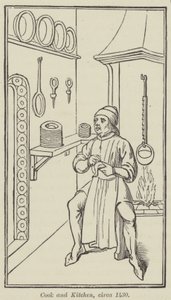 Aşçı ve Mutfak, yaklaşık 1430 (gravür) by English School
