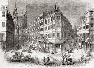 Cornhill, The Exchange ve Lombard Street, Londra, İngiltere, 19. yüzyılın ortalarında, Old England: A Pictorial Museum, pub. 1847 by English School