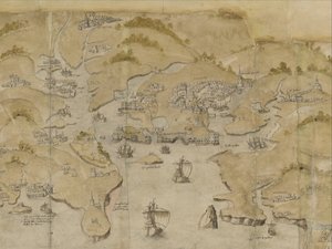 Pamuk Augustus I. i. 38 Plymouth da dahil olmak üzere Fowey ve Salcombe arasındaki sahil haritası. Land