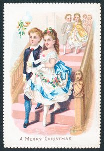Partiye gelen çift, Noel kartı by English School