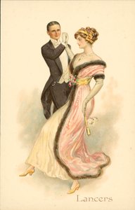 Lancers dansı yapan çift (chromolitho) by English School