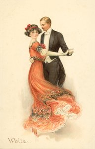 Vals Dansı Yapan Çift (kromolito) by English School