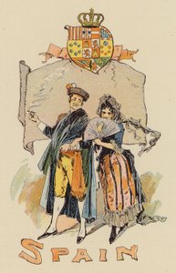 İspanyol kostümlü çift (renkli taş) by English School