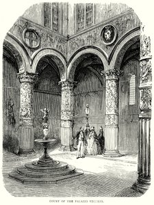 Palazzo Vecchio Avlusu (gravür) by English School