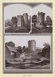 Crickhowel Kalesi; Talgarth yakınlarındaki Bronllys Kalesi; Tretower Kalesi (lito) by English School