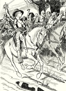 Cromwell askerlerini savaşa götürüyor (lito) by English School
